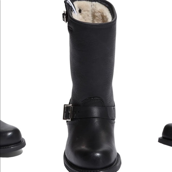 Frye engineer black boots shearling 8.5 - Picture 8 of 8